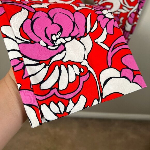 Trina Turk Moss 2 Pants Size 6 Red Pink Floral Tapered Cropped Tropical Preppy - Picture 8 of 10
